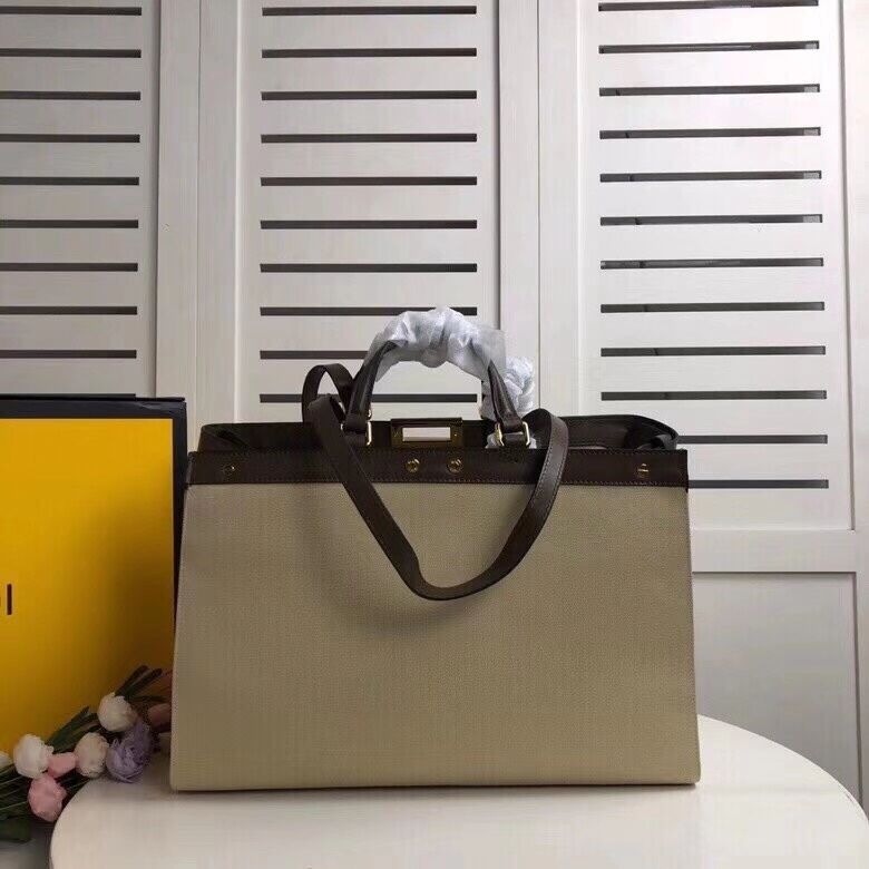 FENDI PEEKABOO X-TOTE canvas bag 8BH374A beige