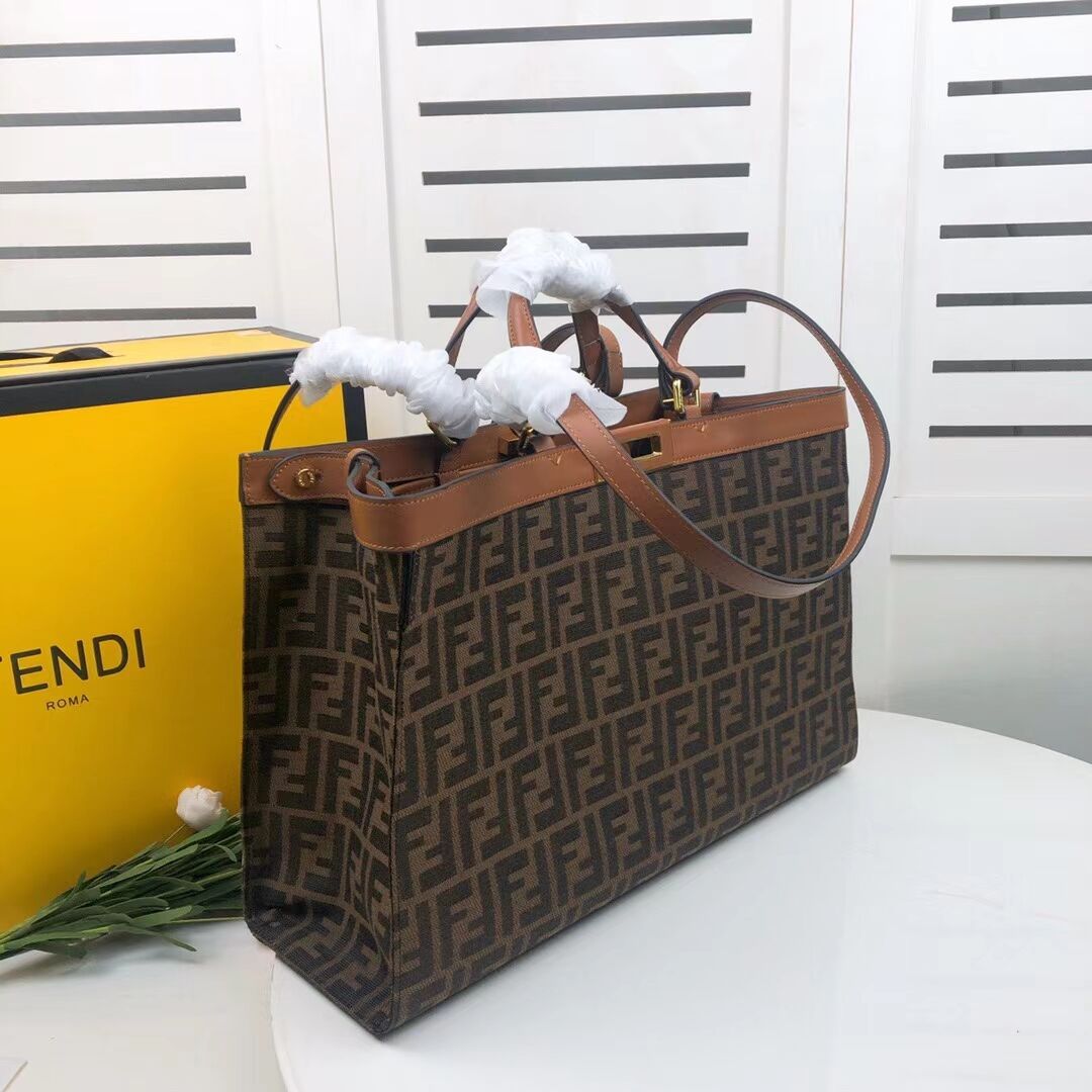 FENDI PEEKABOO X-TOTE canvas bag 8BH374A brown