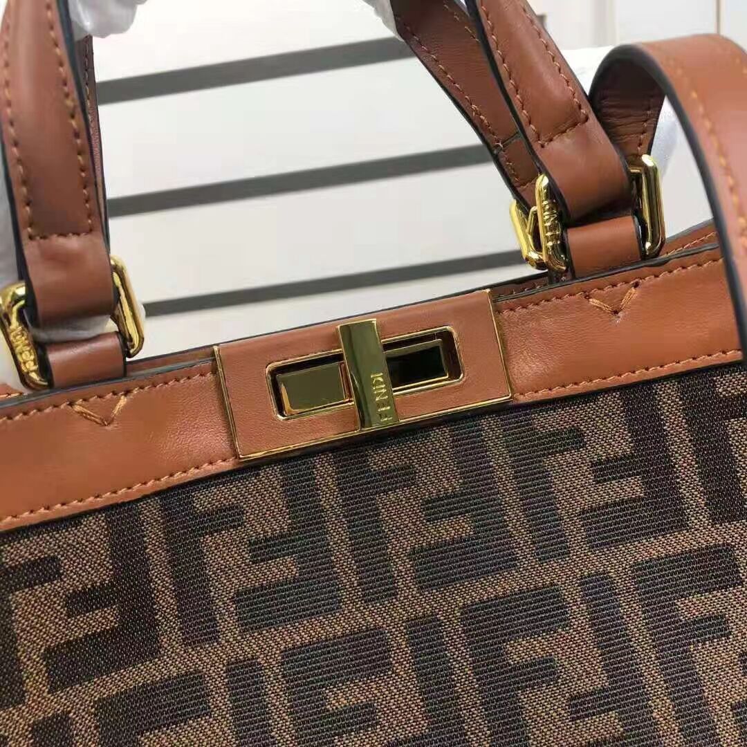 FENDI PEEKABOO X-TOTE canvas bag 8BH374A brown