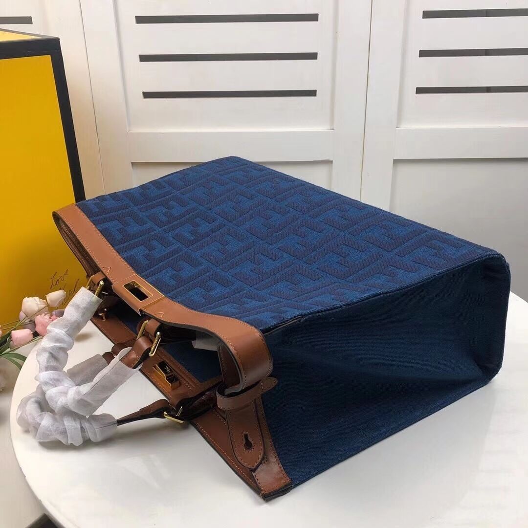FENDI PEEKABOO X-TOTE canvas bag 8BH374A brown&blue