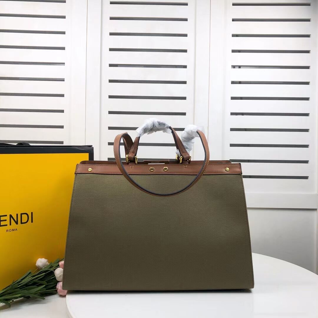 FENDI PEEKABOO X-TOTE canvas bag 8BH374B green