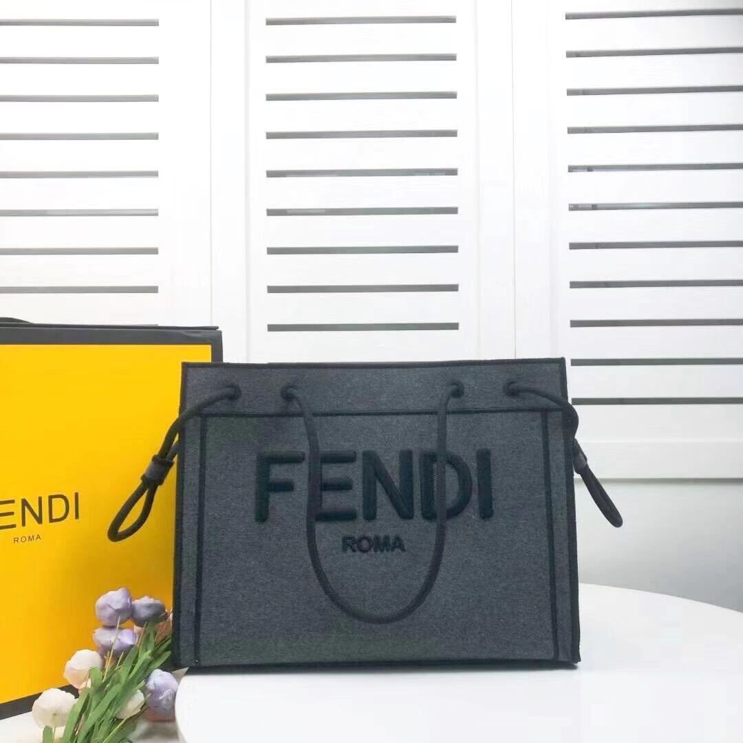 FENDI canvas bag F6501 dark gray