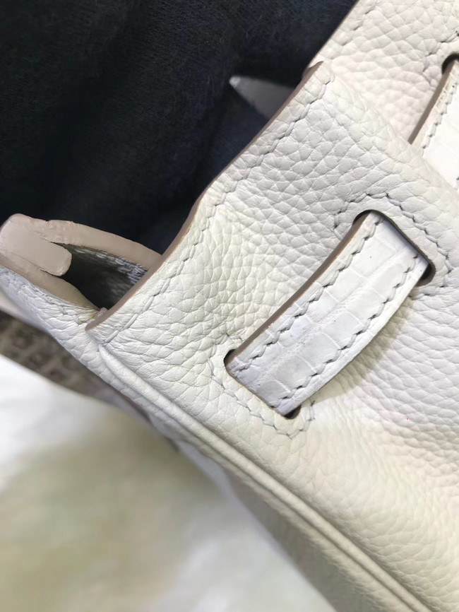 Hermes Birkin Bag Original Leather crocodile togo HBK2530 light grey&white