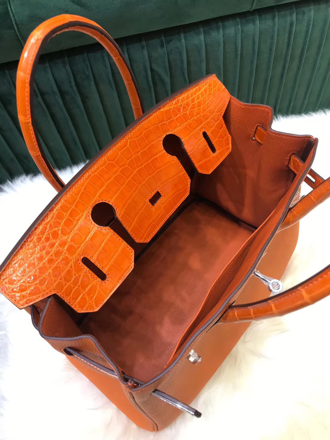 Hermes Birkin Bag Original Leather crocodile togo HBK2530 orange