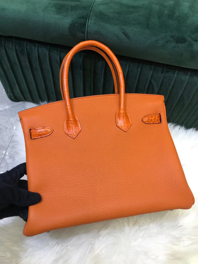 Hermes Birkin Bag Original Leather crocodile togo HBK2530 orange