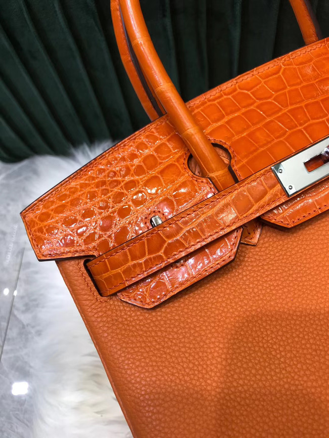 Hermes Birkin Bag Original Leather crocodile togo HBK2530 orange