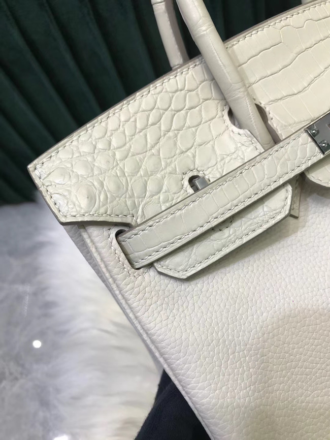 Hermes Birkin Bag Original Leather crocodile togo HBK2530 &white