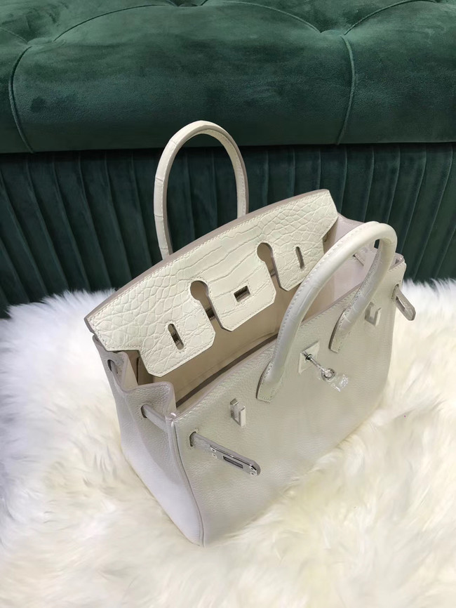 Hermes Birkin Bag Original Leather crocodile togo HBK2530 &white