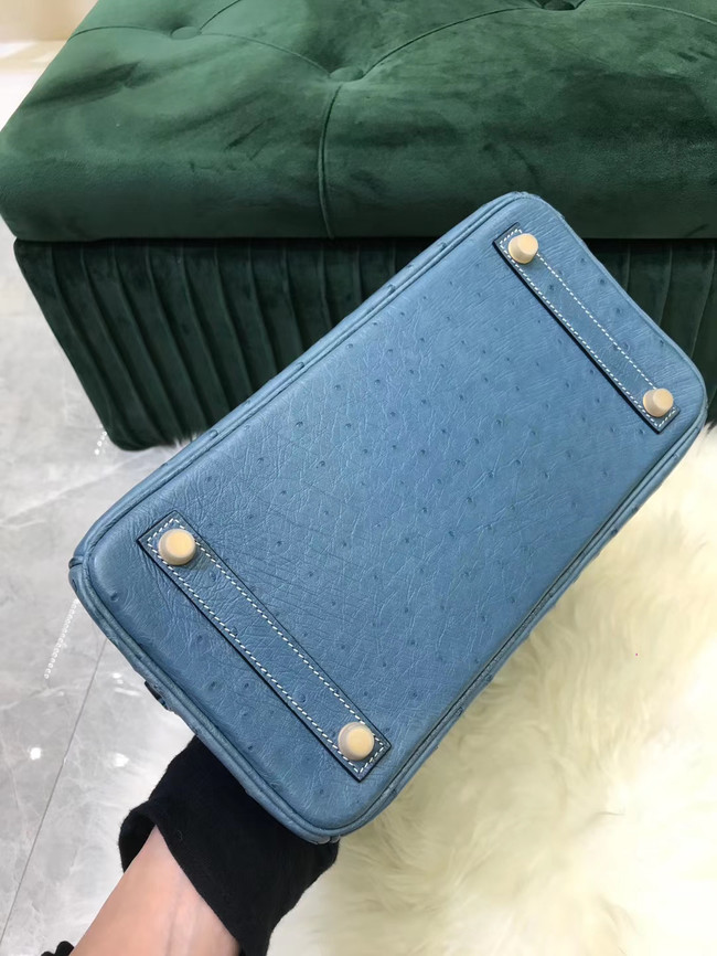 Hermes Birkin Bag Original Leather Ostrich skin HBK2530 Blue