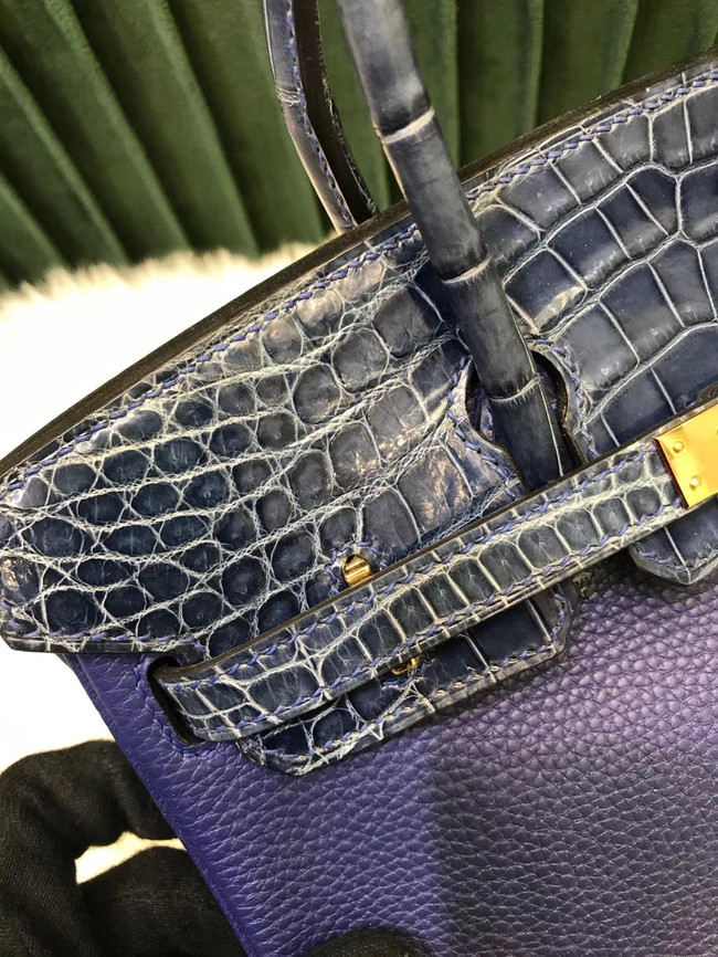 Hermes Birkin Bag Original Leather crocodile togo HBK2530 Blue