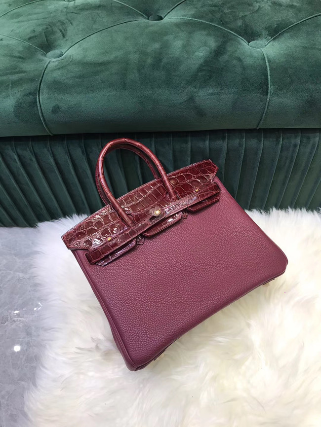 Hermes Birkin Bag Original Leather crocodile togo HBK2530 Burgundy