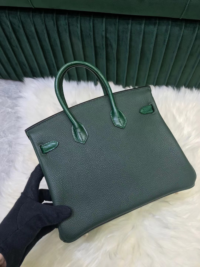 Hermes Birkin Bag Original Leather crocodile togo HBK2530 blackish green