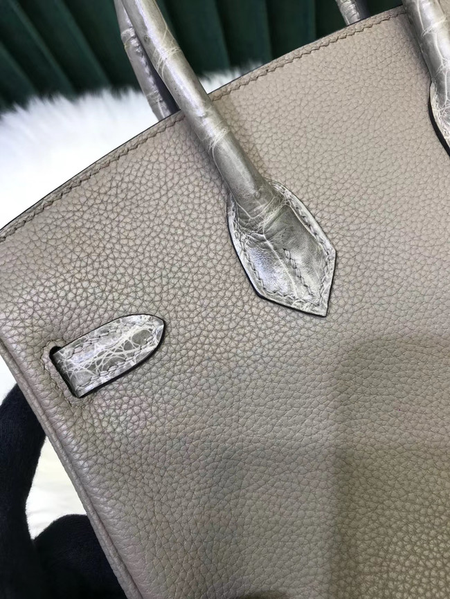 Hermes Birkin Bag Original Leather crocodile togo HBK2530 light gray