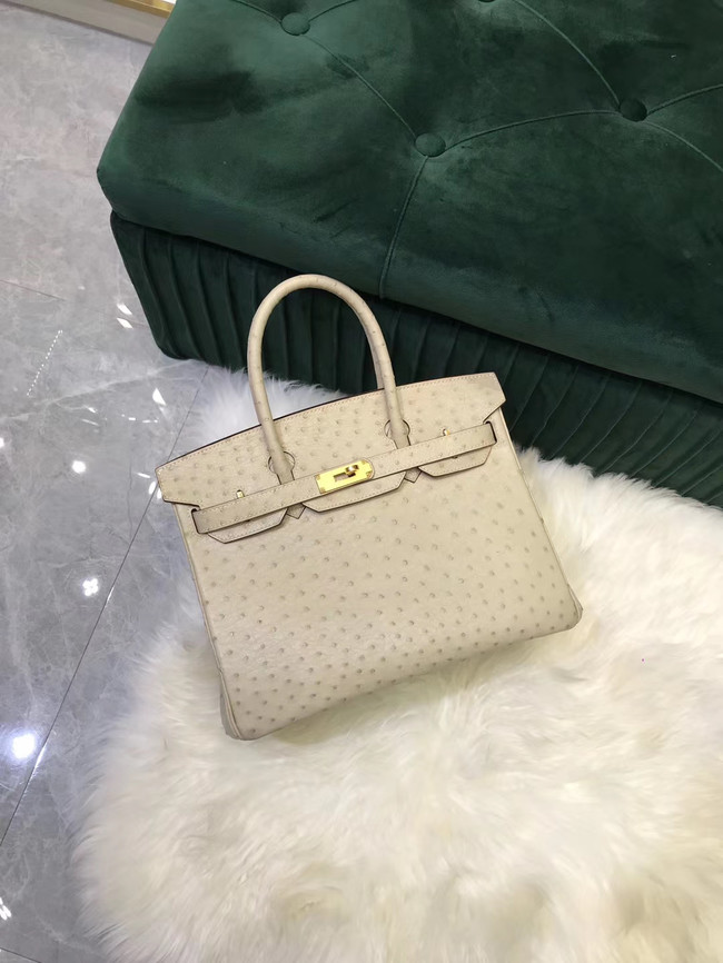 Hermes Birkin Bag Original Leather Ostrich skin HBK2530 cream