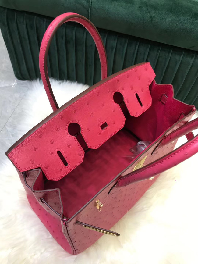 Hermes Birkin Bag Original Leather Ostrich skin HBK2530 rose