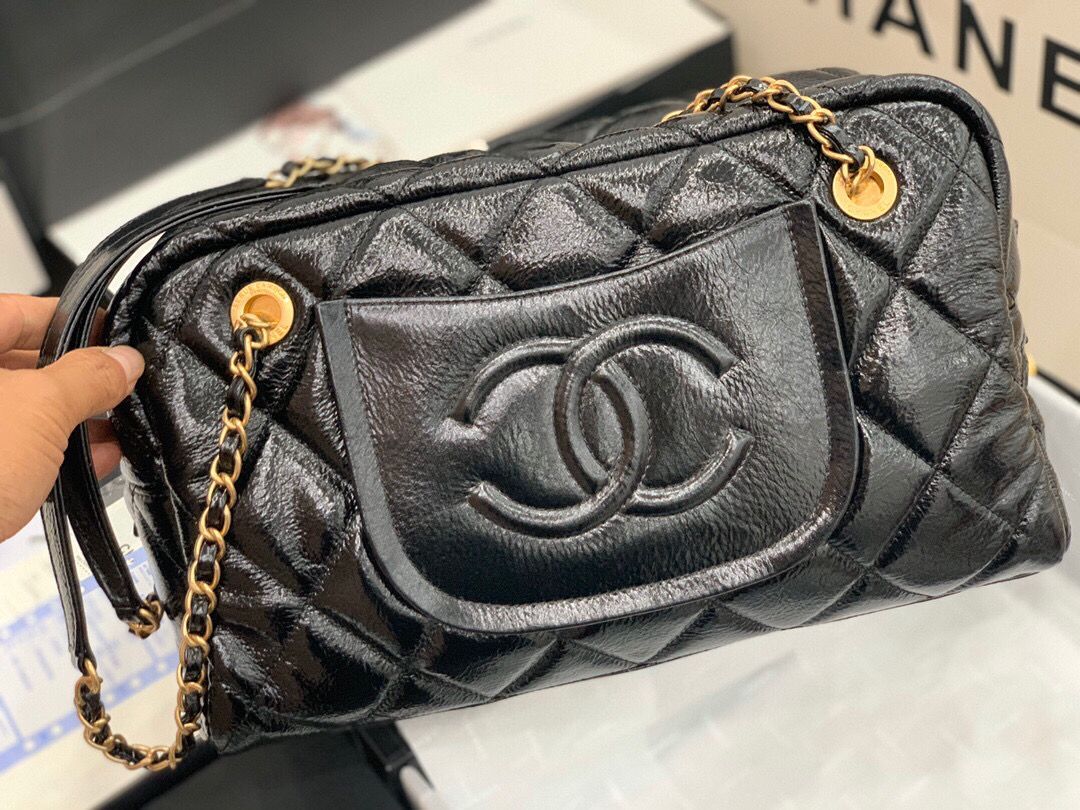 Chanel Grosse Bowling Tasche Original Leather Bag  AS2229 Black