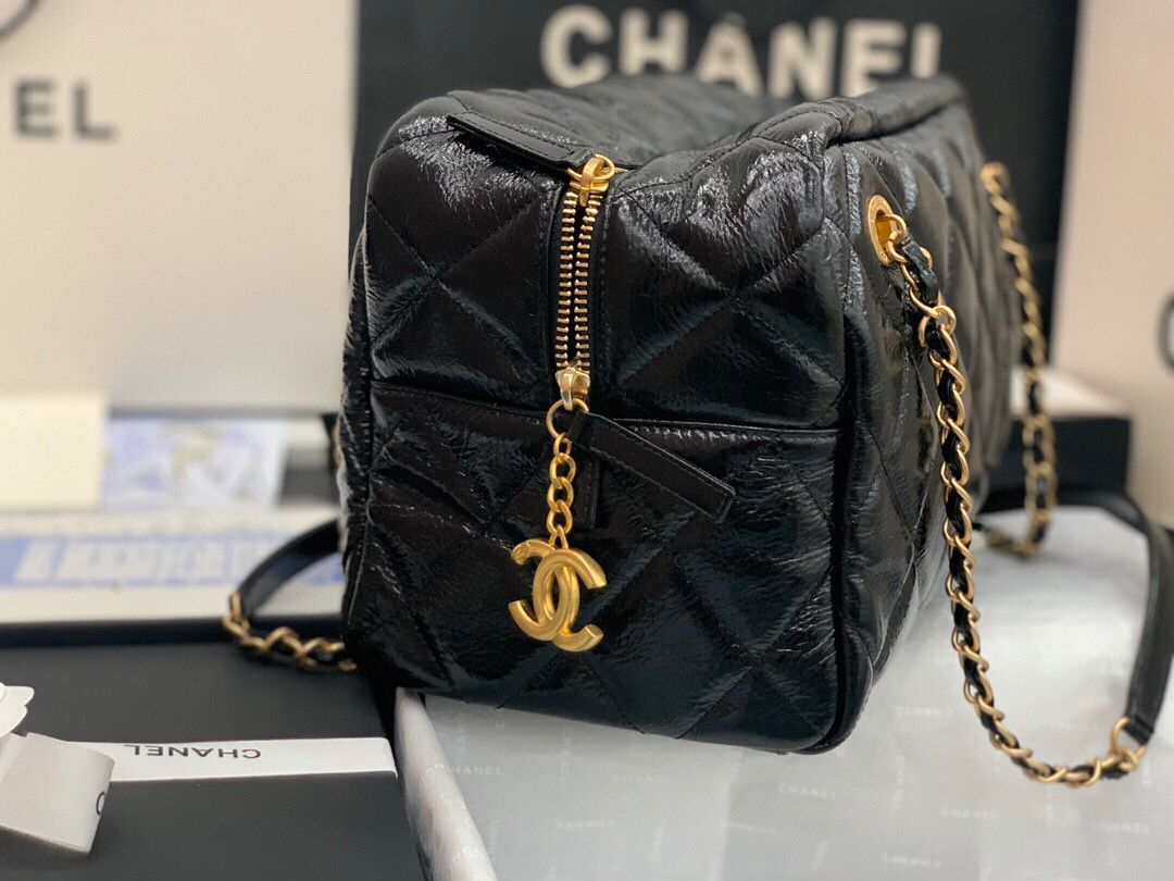 Chanel Grosse Bowling Tasche Original Leather Bag  AS2229 Black