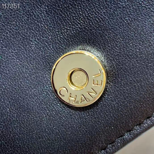 Chanel mini wallet on chain Gold-Tone Metal A84277 black