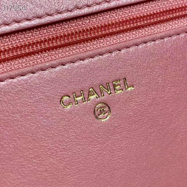 Chanel mini wallet on chain Gold-Tone Metal A84277 pink