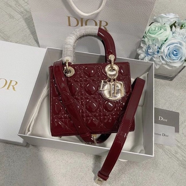 SMALL LADY DIOR BAG Red Patent Calfskin M0531