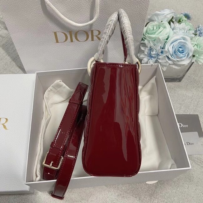 SMALL LADY DIOR BAG Red Patent Calfskin M0531