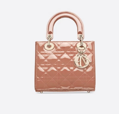 SMALL LADY DIOR BAG Rose Des Vents Patent Calfskin M0531