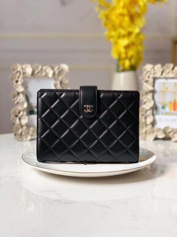 CHANEL sheepskin notebook & Wallet A013 black