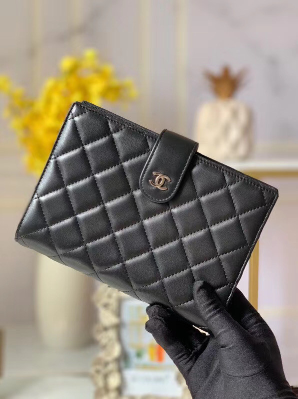 CHANEL sheepskin notebook & Wallet A013 black