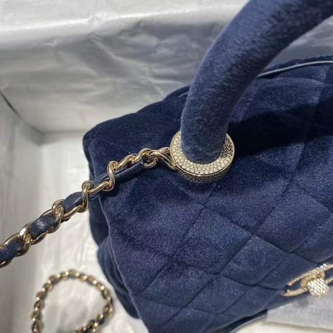 Chanel mini flap bag with top handle AS2215 Royal Blue