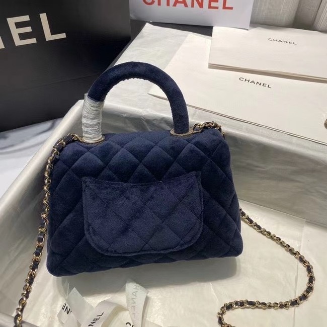 Chanel mini flap bag with top handle AS2215 Royal Blue