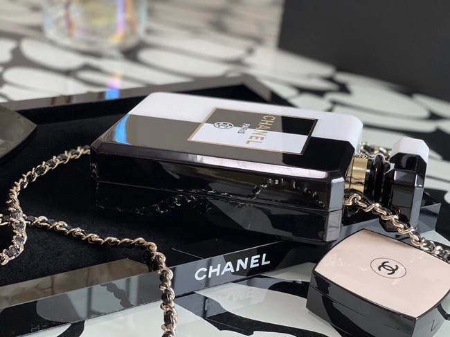 Chanel mini wallet on chain Gold-Tone Metal A8455 black&white