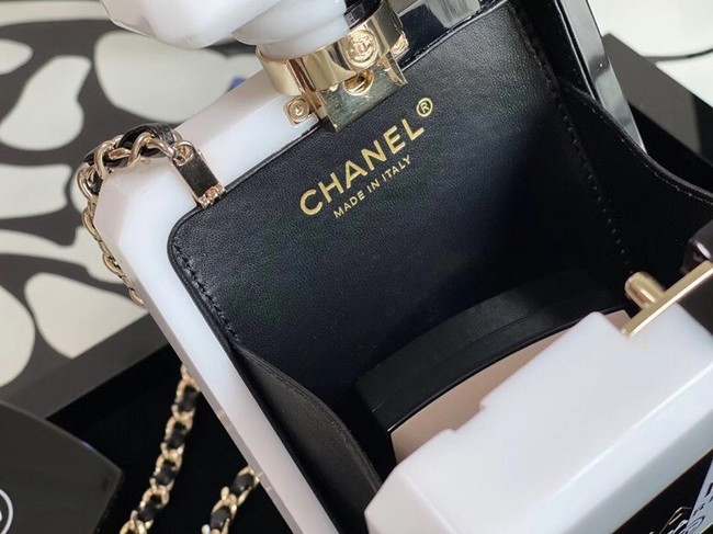 Chanel mini wallet on chain Gold-Tone Metal A8455 black&white