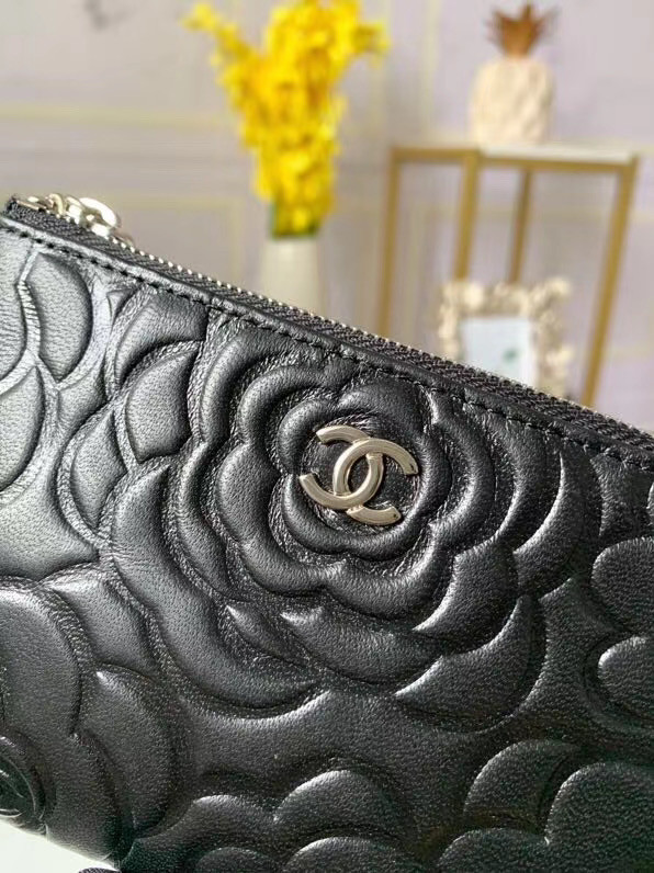 Chanel zipped wallet Goatskin AP31504-1 Black