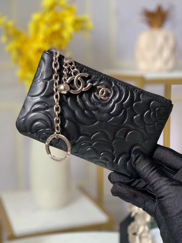Chanel zipped wallet Goatskin AP31504-1 Black