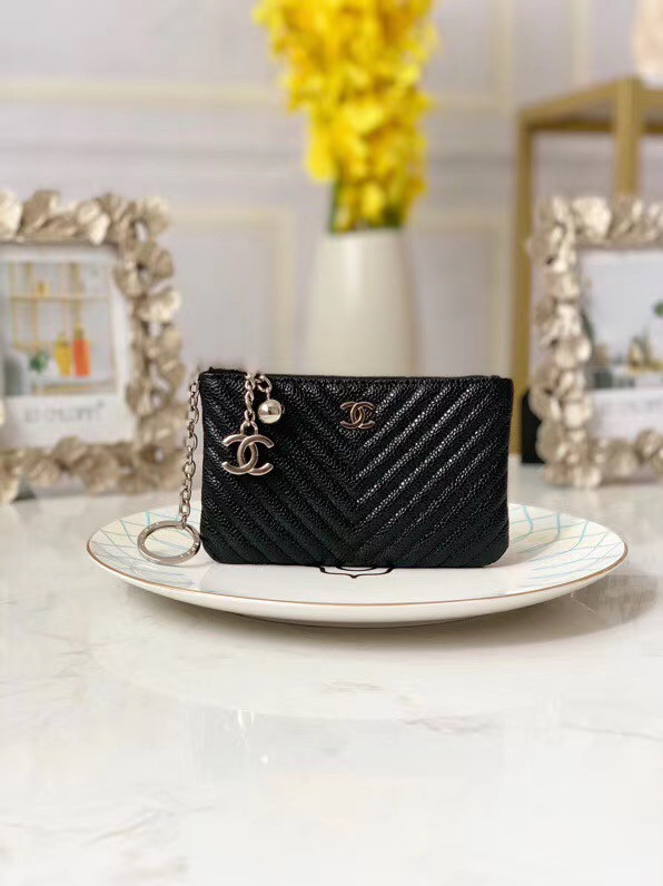 Chanel zipped wallet Goatskin AP31504-2 Black