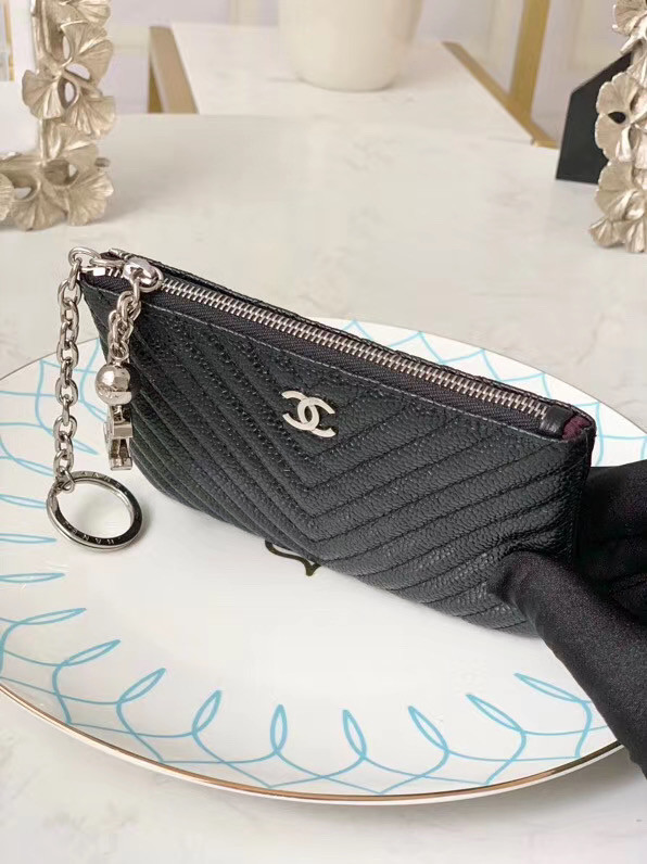 Chanel zipped wallet Goatskin AP31504-2 Black