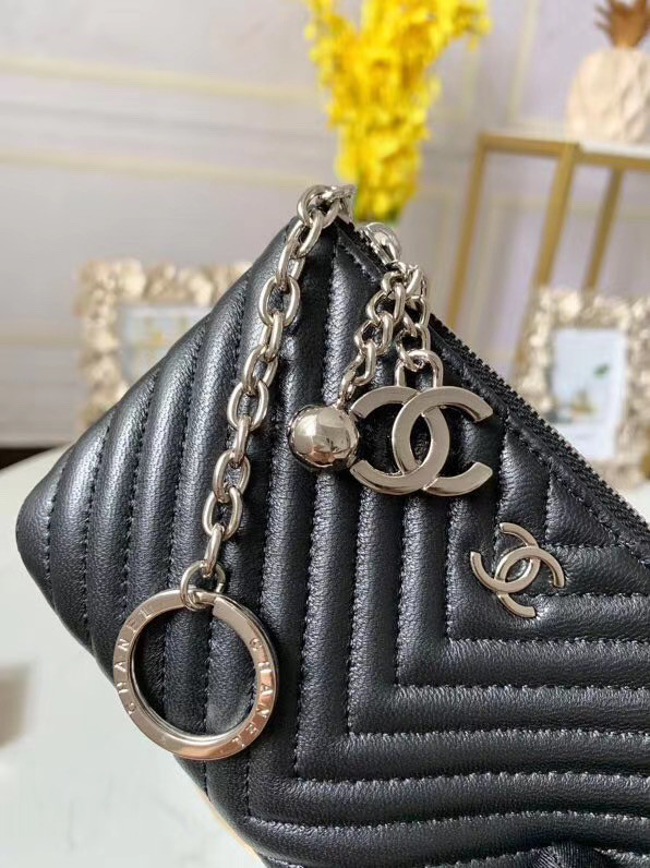 Chanel zipped wallet Goatskin AP31504-3 Black