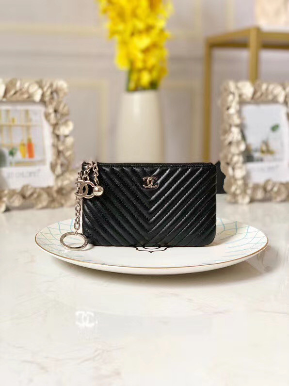 Chanel zipped wallet Goatskin AP31504-3 Black