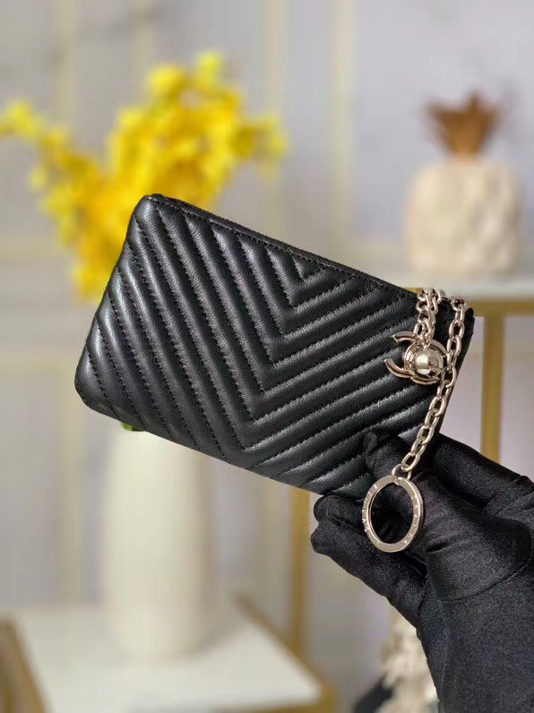 Chanel zipped wallet Goatskin AP31504-3 Black