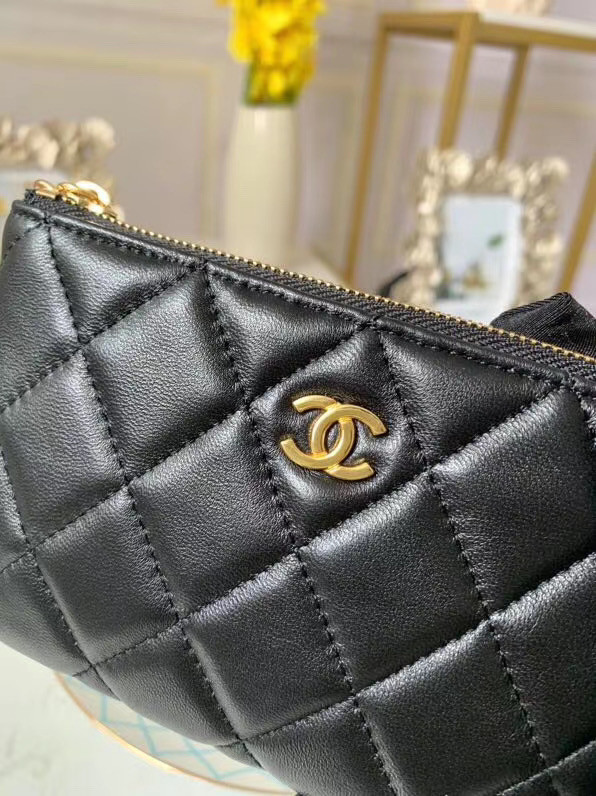 Chanel zipped wallet Goatskin AP31504-4 Black