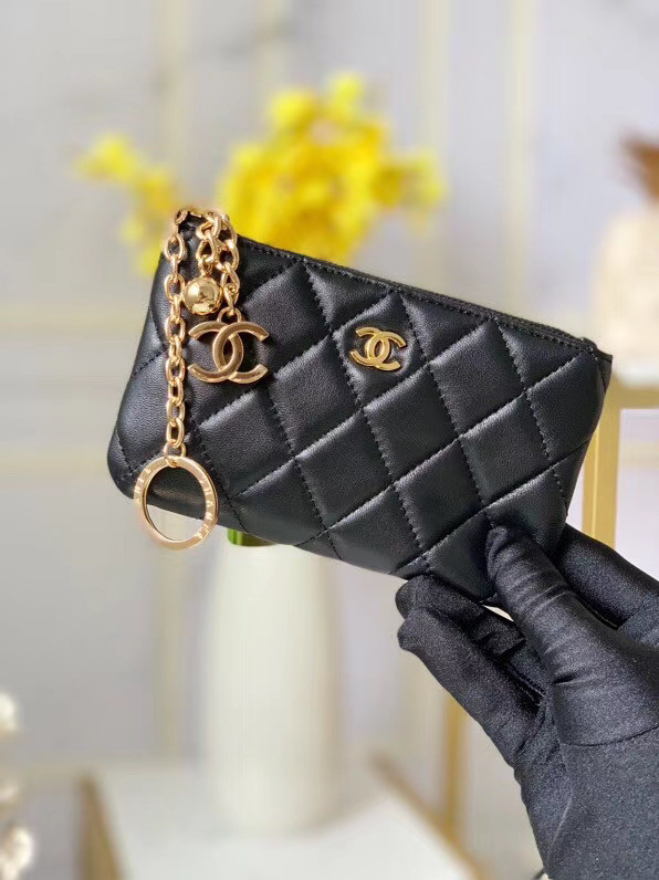 Chanel zipped wallet Goatskin AP31504-4 Black