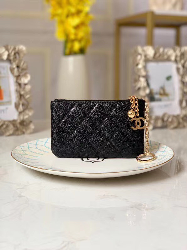 Chanel zipped wallet Goatskin AP31504-6 Black