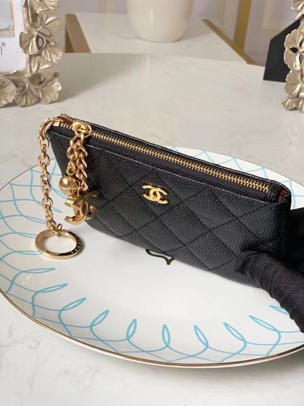 Chanel zipped wallet Goatskin AP31504-6 Black