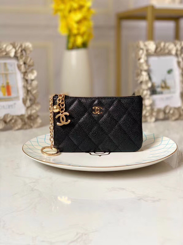 Chanel zipped wallet Goatskin AP31504-6 Black