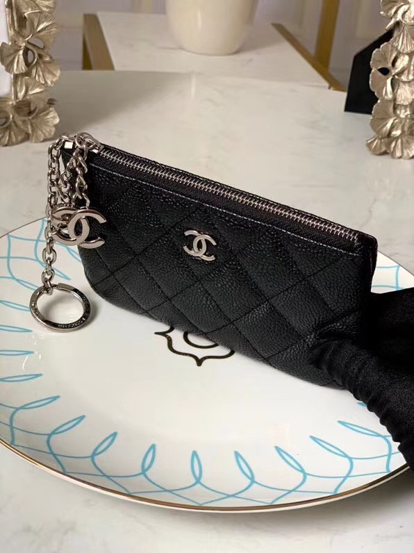 Chanel zipped wallet Goatskin AP31504-7 Black