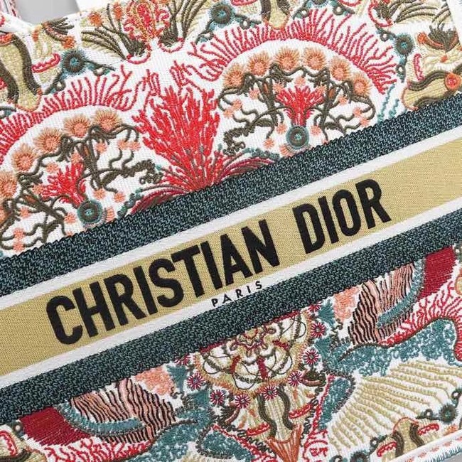 DIOR BOOK TOTE Latte Multicolor Dior Zodiac Embroidery M1286Z-2