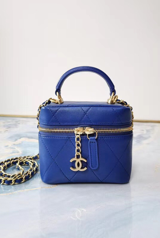 Chanel Lambskin Crystal Calfskin & Gold-Tone Metal AS1889 blue