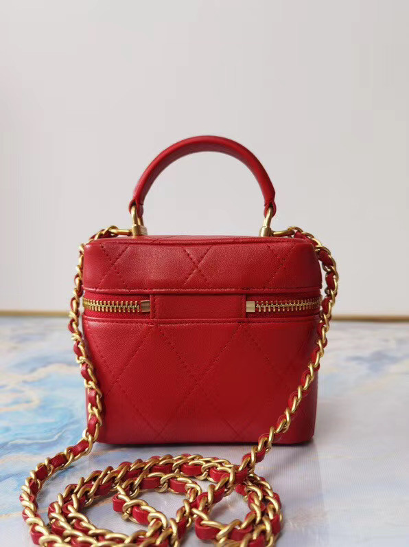 Chanel Lambskin Crystal Calfskin & Gold-Tone Metal AS1889 red