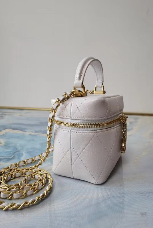 Chanel Lambskin Crystal Calfskin & Gold-Tone Metal AS1889 white