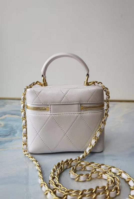 Chanel Lambskin Crystal Calfskin & Gold-Tone Metal AS1889 white
